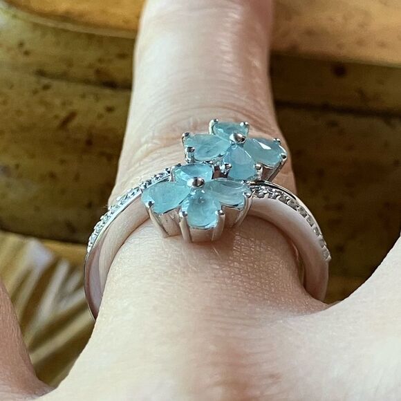 Natural Grandidierite Sterling Silver Artistic Ring Size 6.75 - Picture 2 of 9